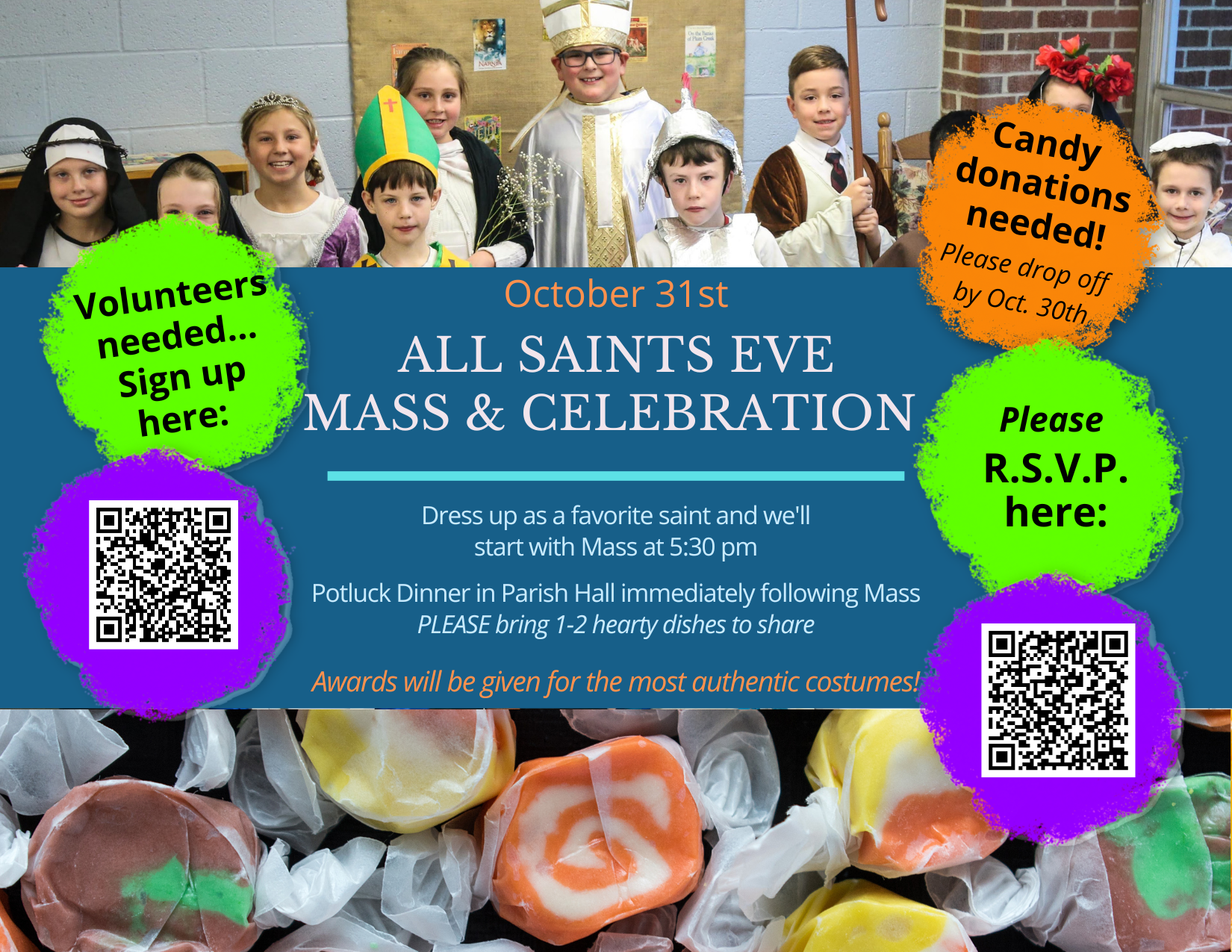 All Saints’ Eve Mass & Celebration – Oct. 31 (Tues.)